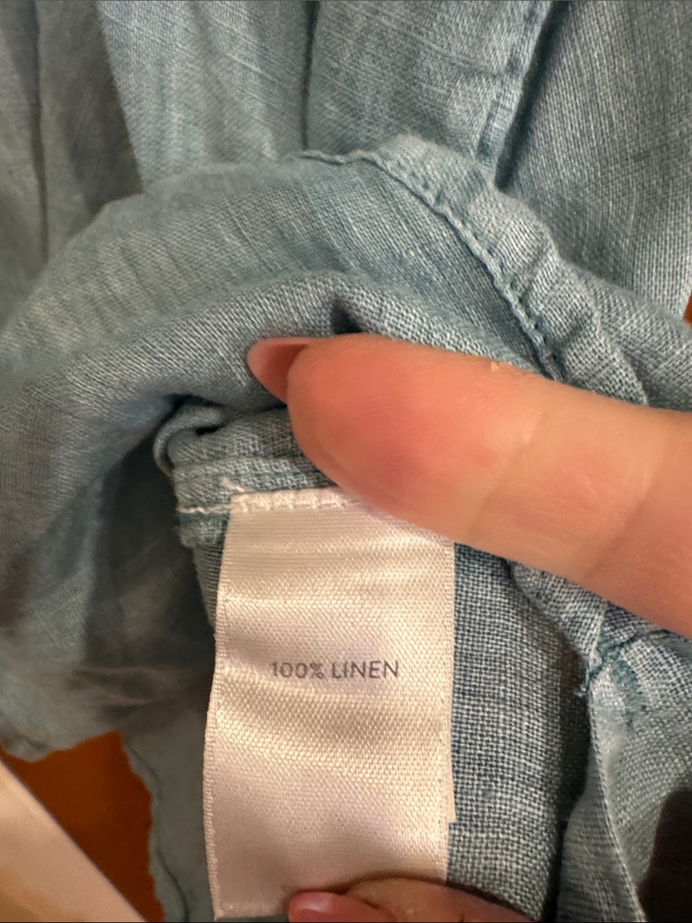 Light Blue Linen Scoop Neck Top - Petite - Picture 4 of 5